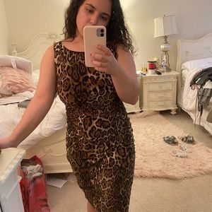 Nine West ruched cheetah dress